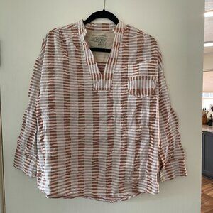 Ace & Jig Woven Cotton Top/Blouse – M – Rust & White Stripes